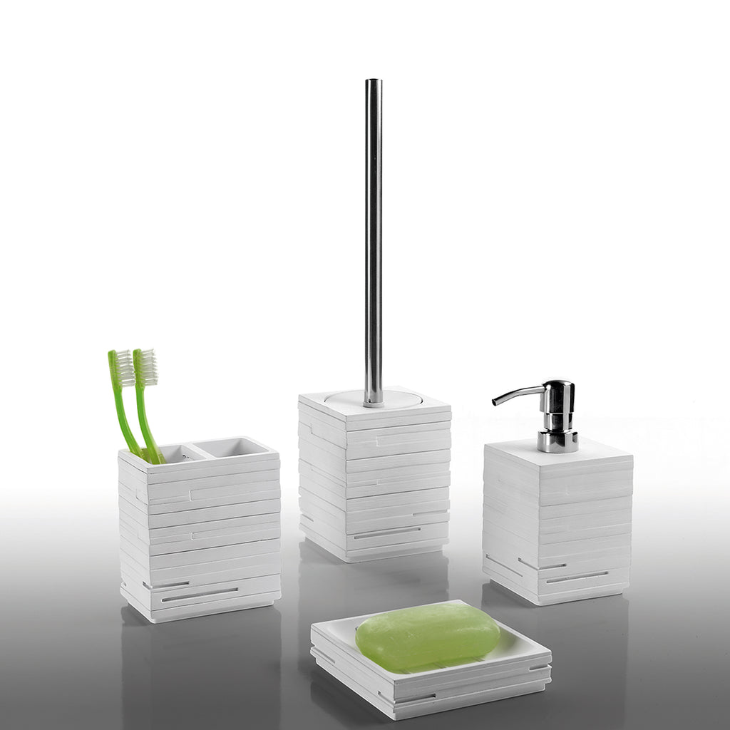 Portasapone da appoggio in resina di Gedy serie Quadrotto - Bianco