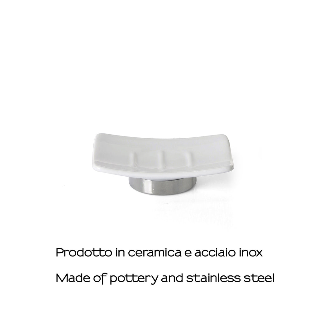 Portasapone in ceramica e Acciaio Inox Gedy serie Petunia - Bianco