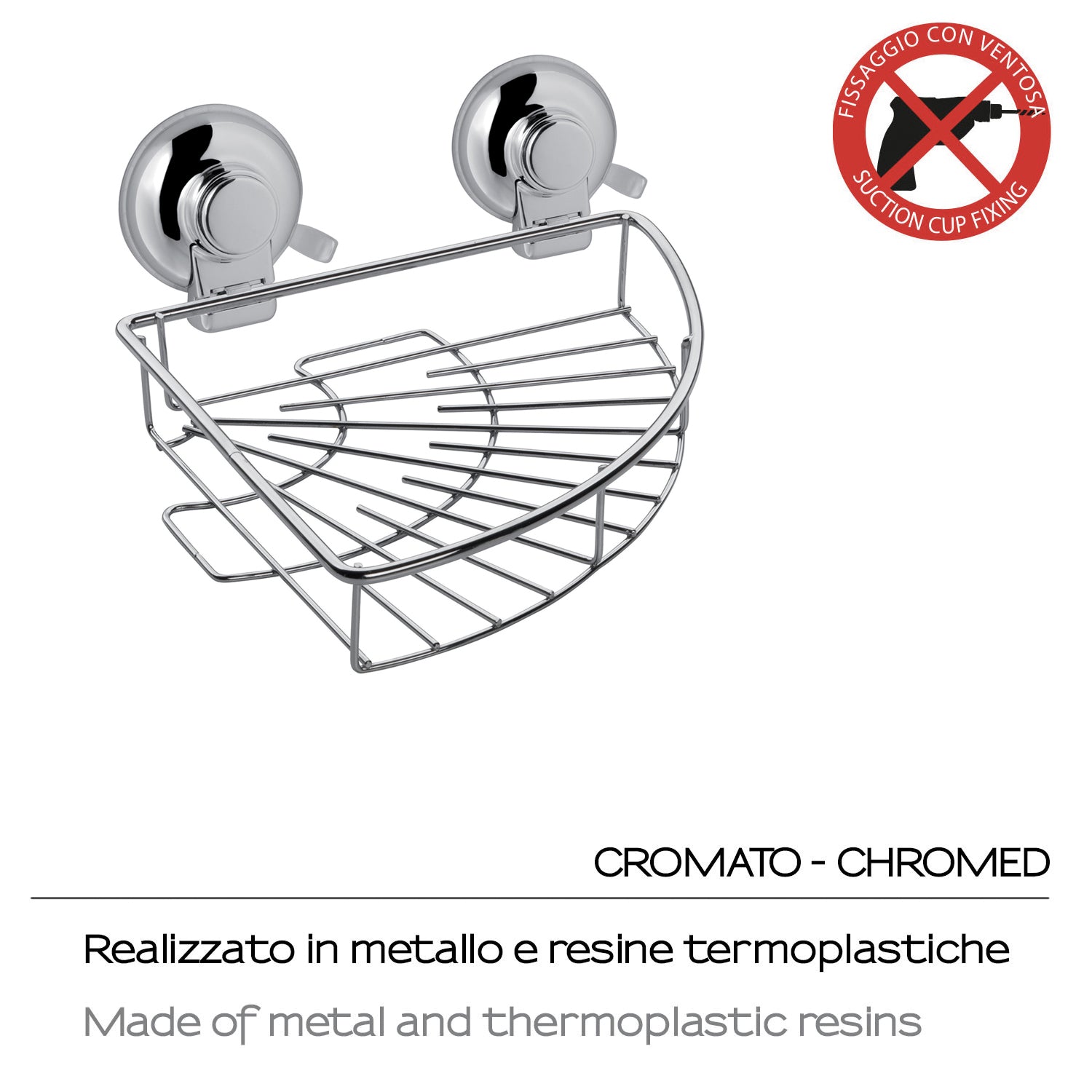 Portaoggetti angolare doccia in filo di Gedy serie Hot - Cromato