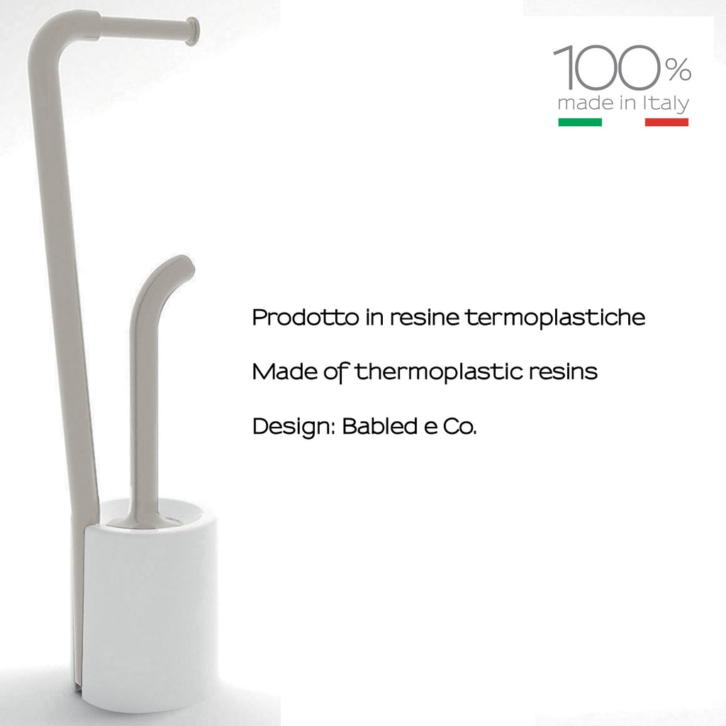 Piantana portarotolo e scopino Wc di Gedy serie Wendy - Bianco/Tortora chiaro