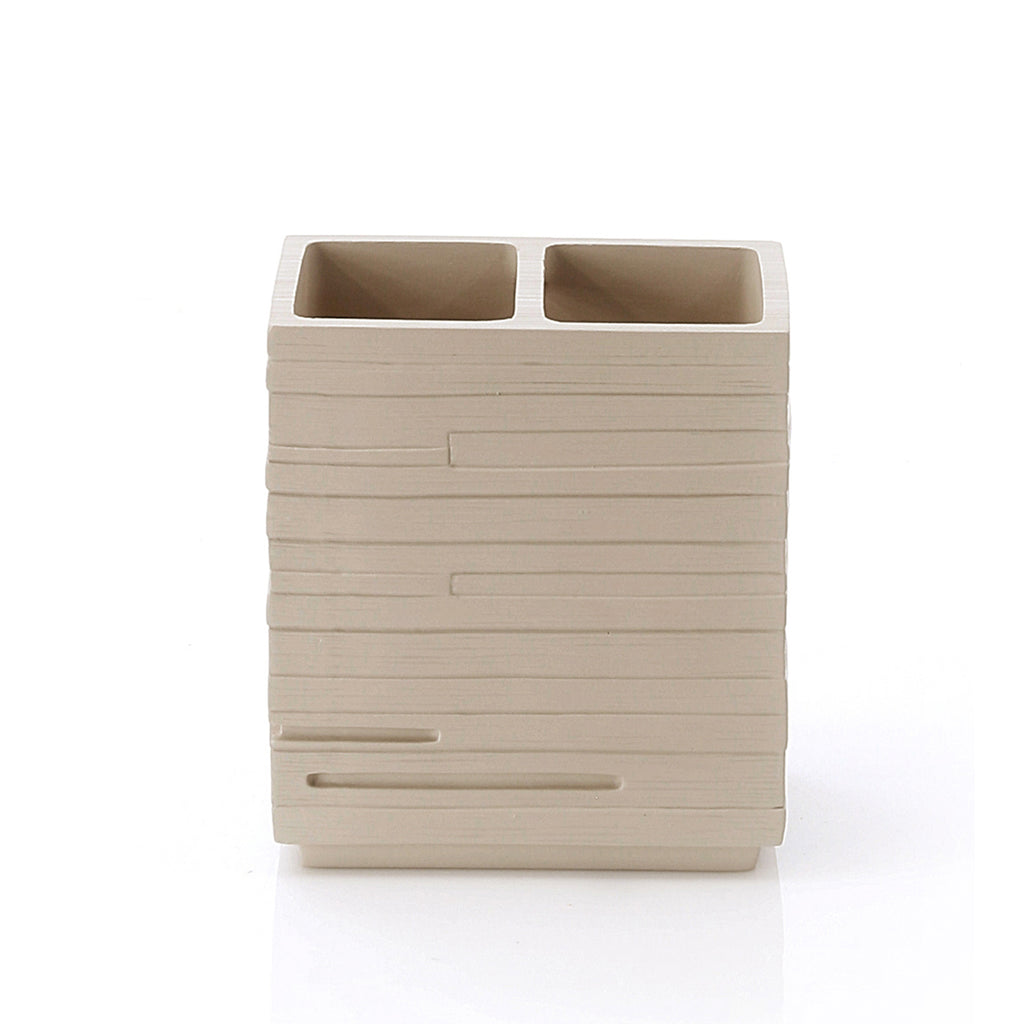 Portaspazzolini da appoggio in resina Gedy serie Quadrotto - Tortora chiaro