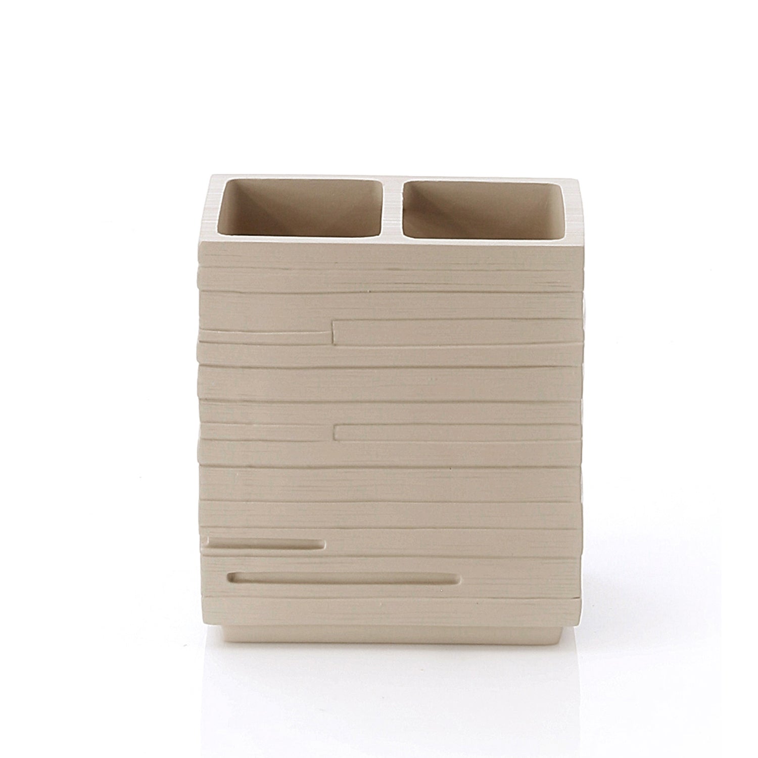 Portaspazzolini da appoggio in resina Gedy serie Quadrotto - Tortora chiaro