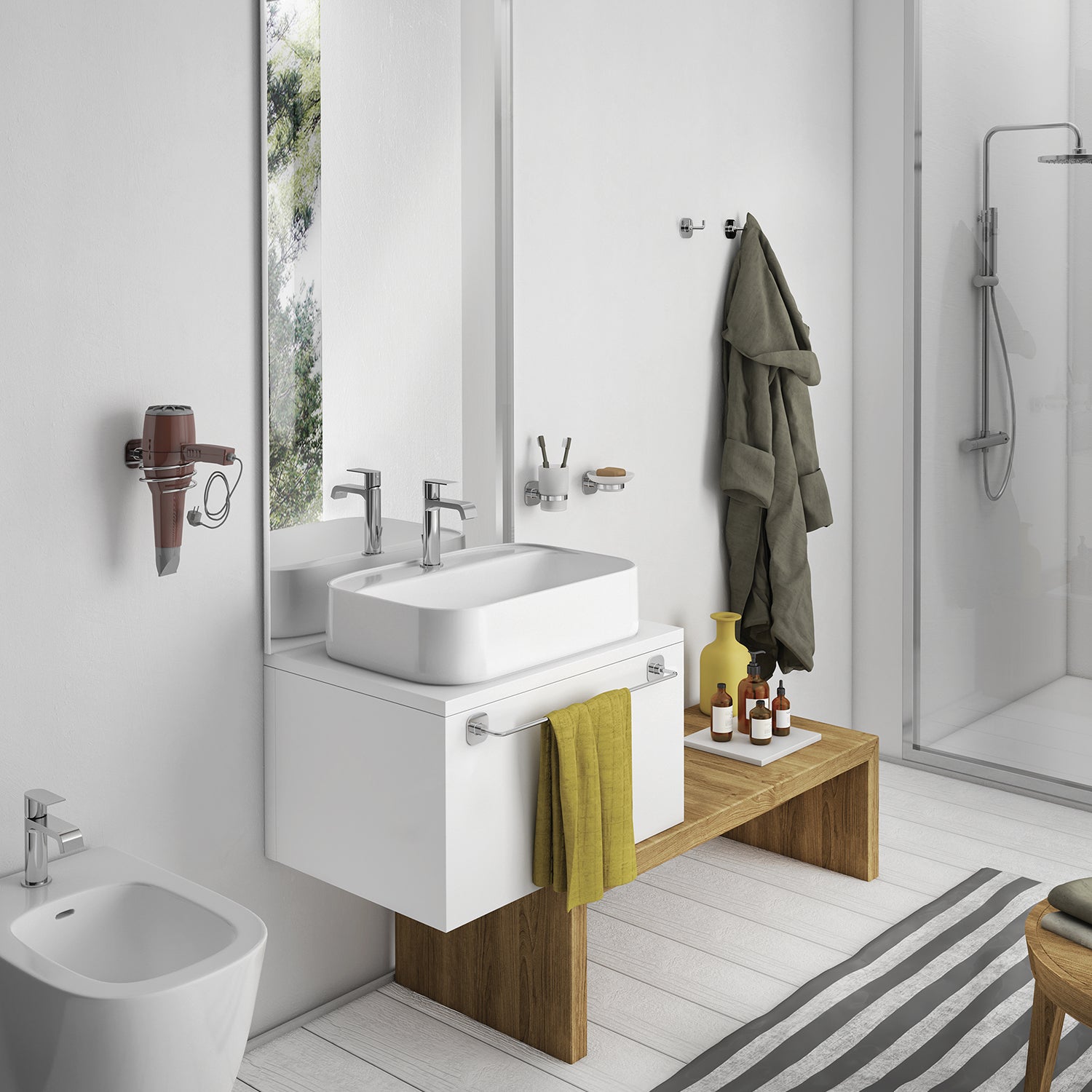 Portaspazzolini in acciaio inox e cromall Teide di Gedy - Cromato