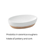 Portasapone in ceramica e sughero Gedy serie Ilary - Bianco