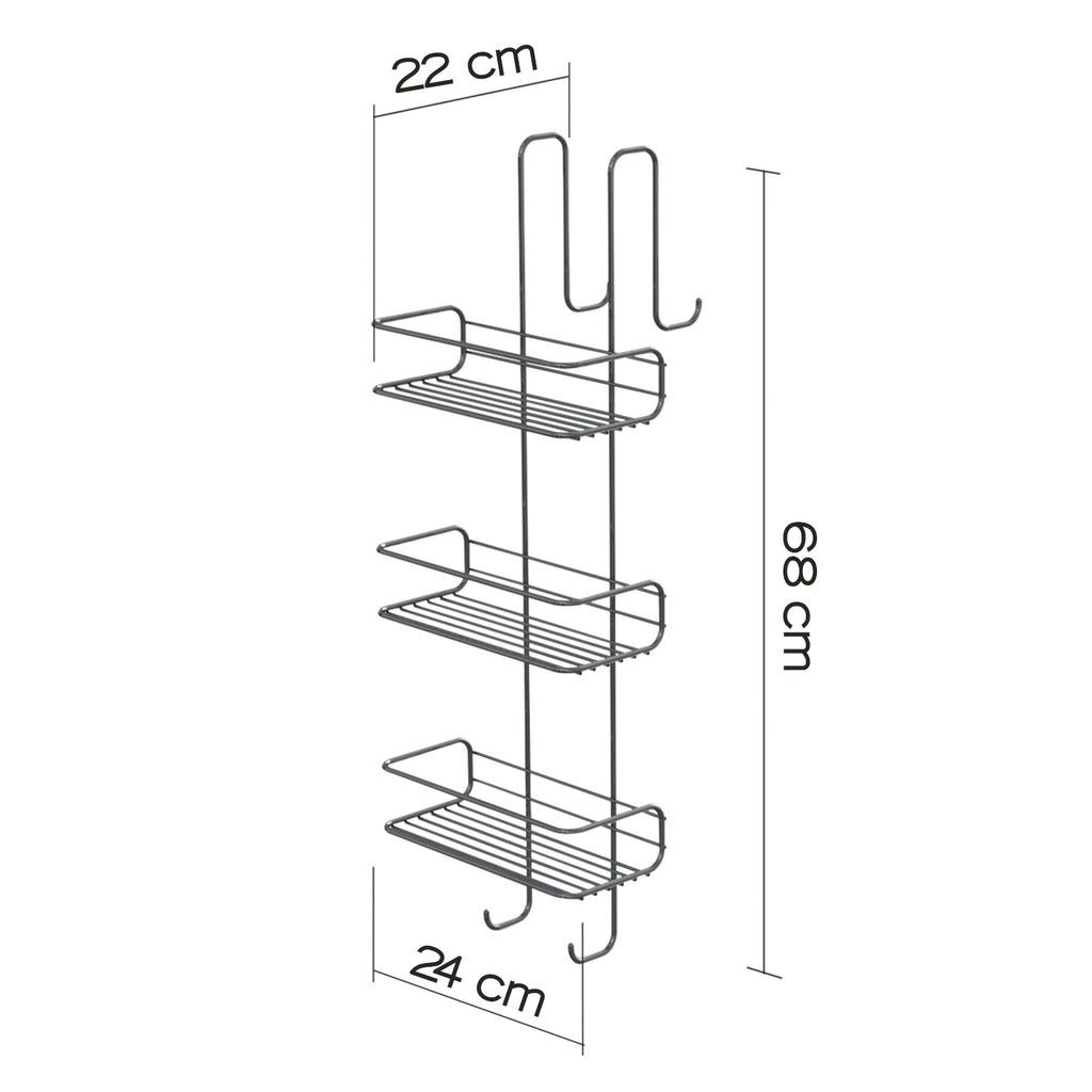 Portaoggetti doccia rettangolare a 3 piani Gedy modello Tito - Cromato