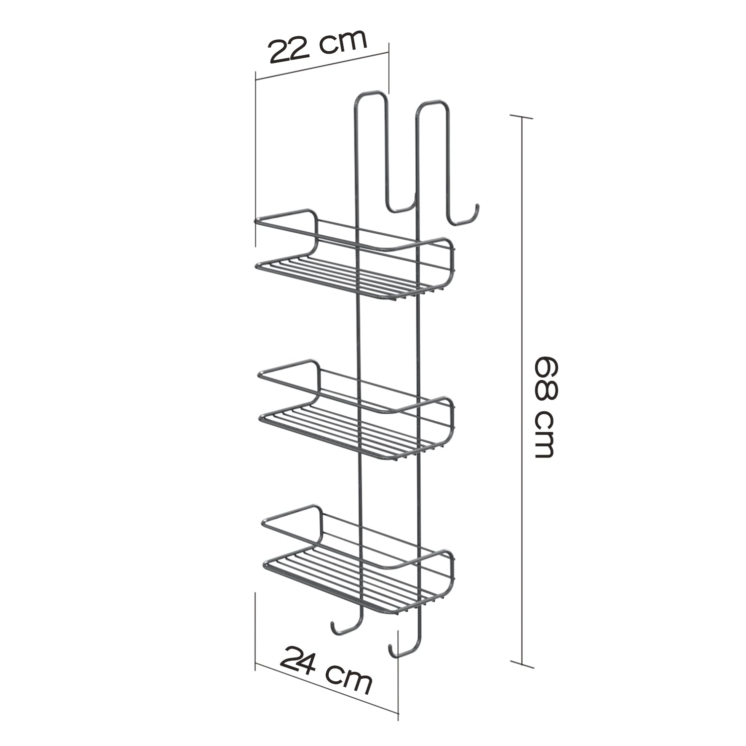 Portaoggetti doccia rettangolare a 3 piani Gedy modello Tito - Cromato