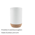Portaspazzolini in ceramica e sughero Gedy serie Ilary - Bianco