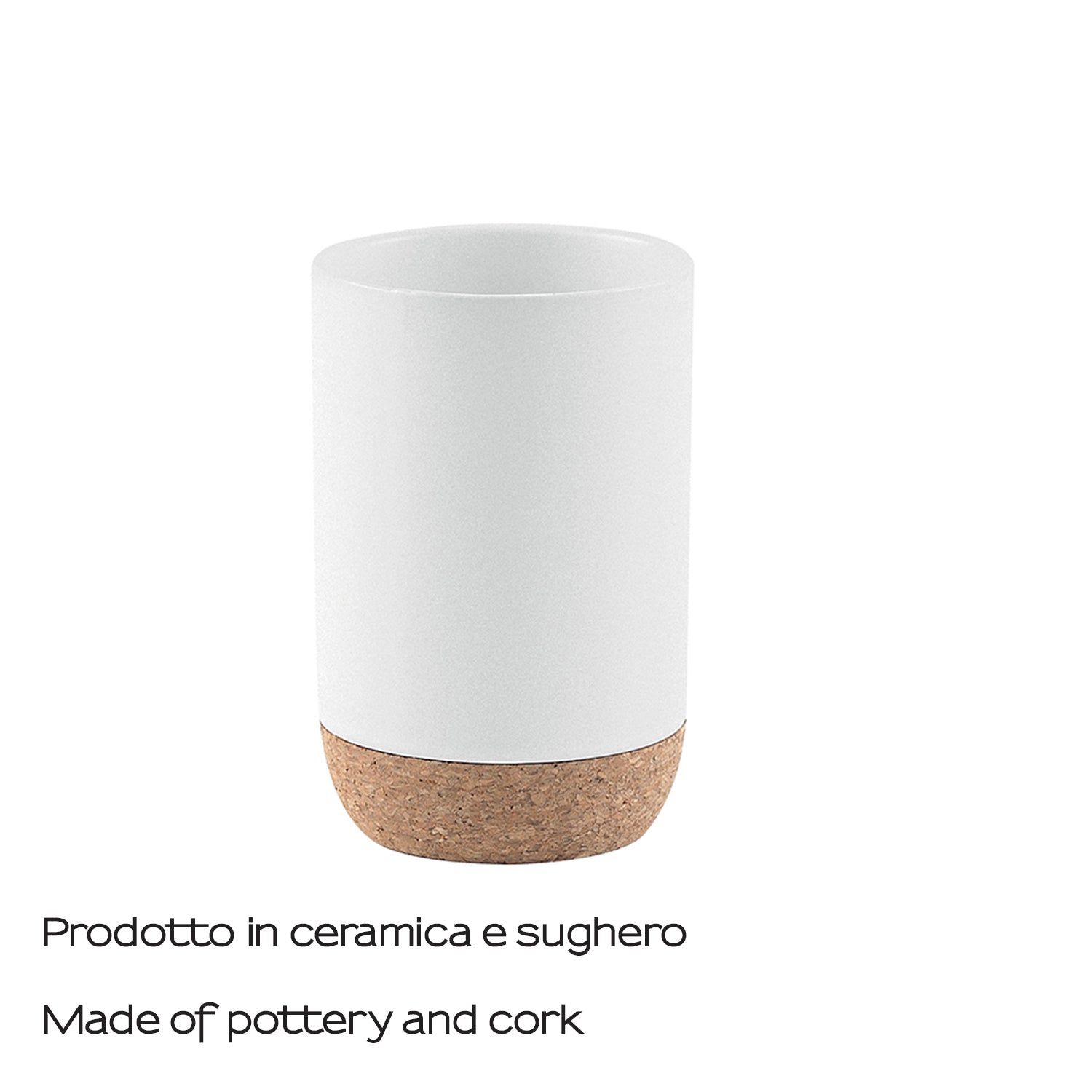 Portaspazzolini in ceramica e sughero Gedy serie Ilary - Bianco