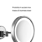 Specchio ingranditore Vincent 5X da muro con luce LED - Cromato