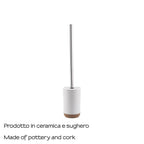 Scopino in ceramica e sughero Gedy serie Ilary - Bianco