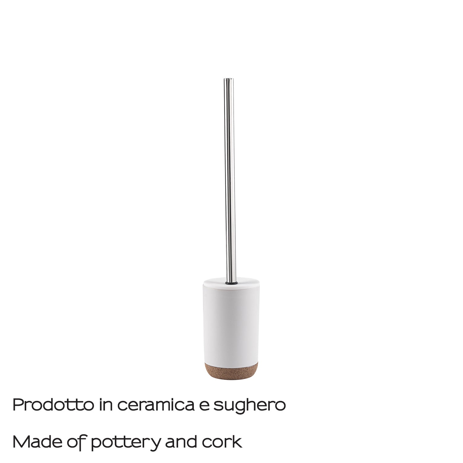 Scopino in ceramica e sughero Gedy serie Ilary - Bianco