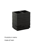 Portaspazzolini da appoggio in resina Gedy serie Quadrotto - Nero