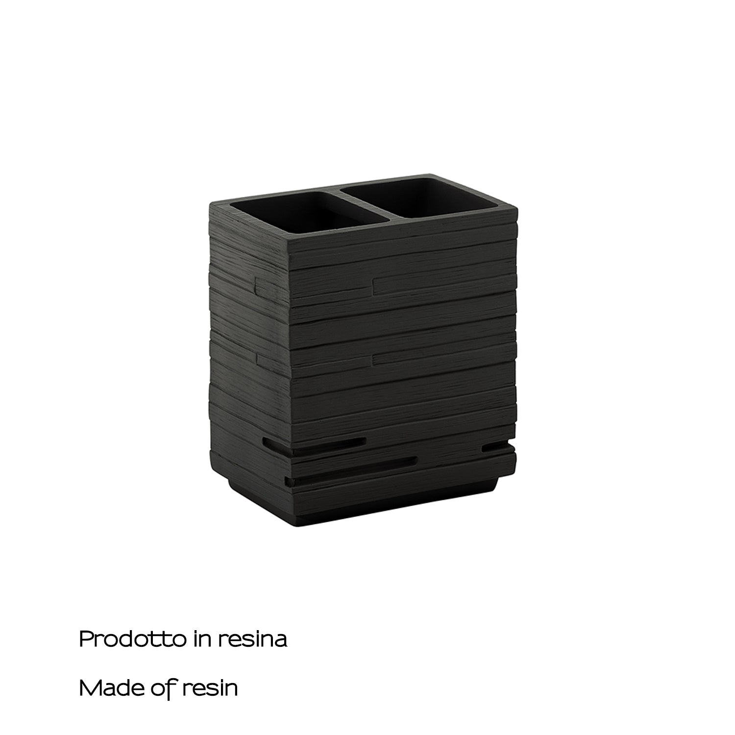 Portaspazzolini da appoggio in resina Gedy serie Quadrotto - Nero