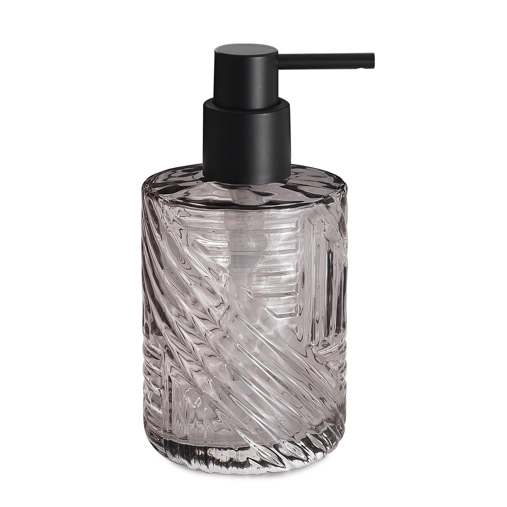 Dosasapone in vetro con erogatore in plastica nera Gedy serie Corinne - Trasparente