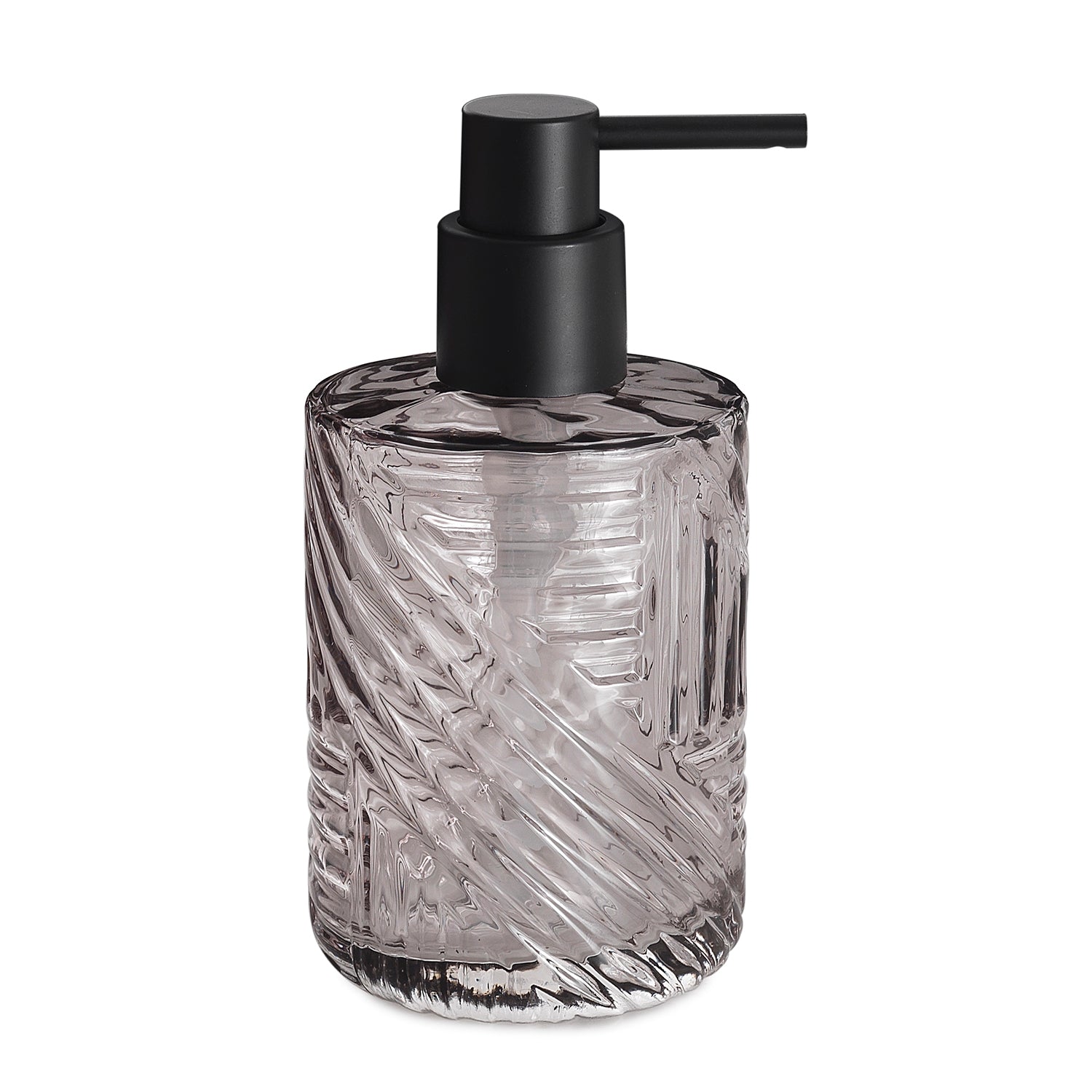 Dosasapone in vetro con erogatore in plastica nera Gedy serie Corinne - Trasparente