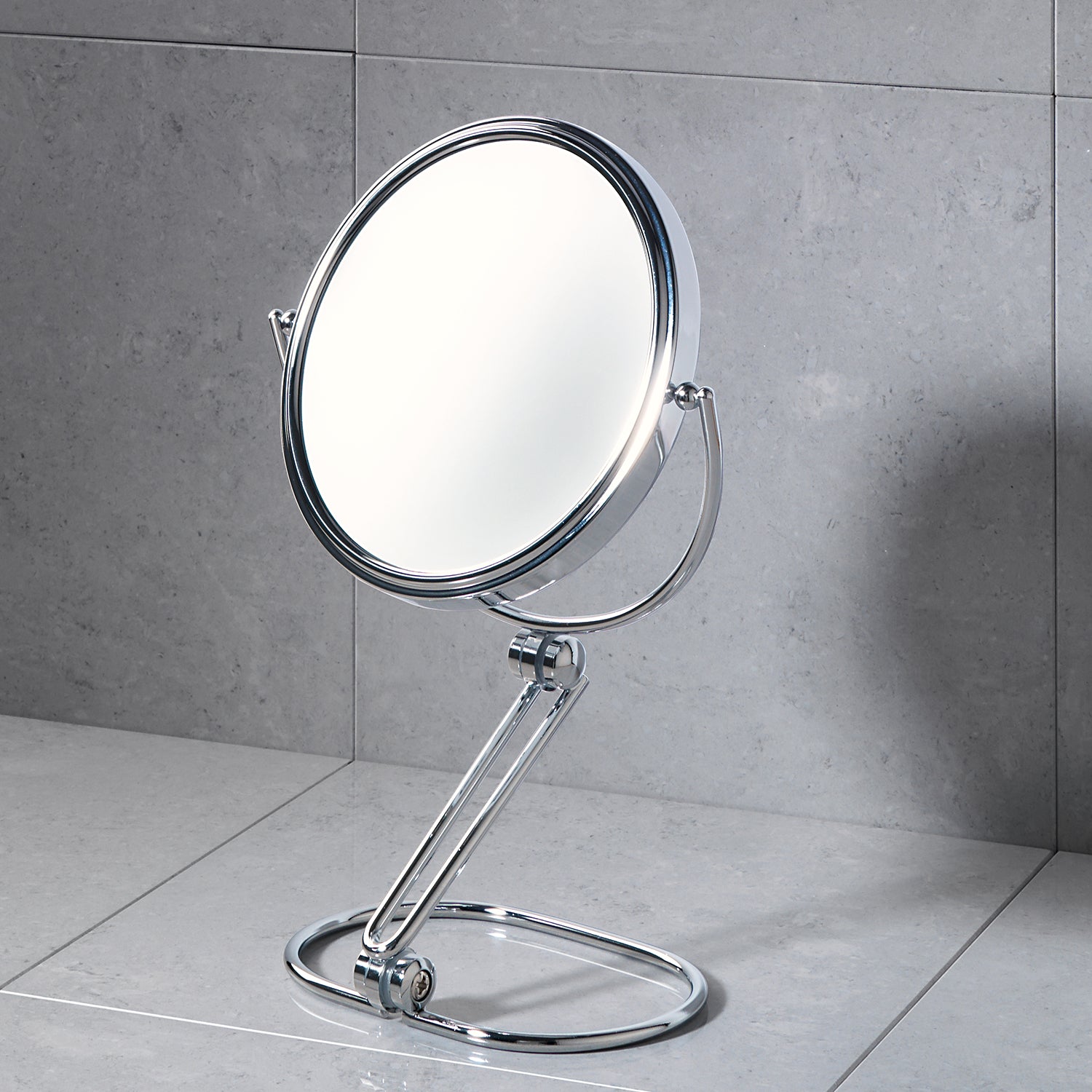 Specchio ingranditore 5X da appoggio - Cromato