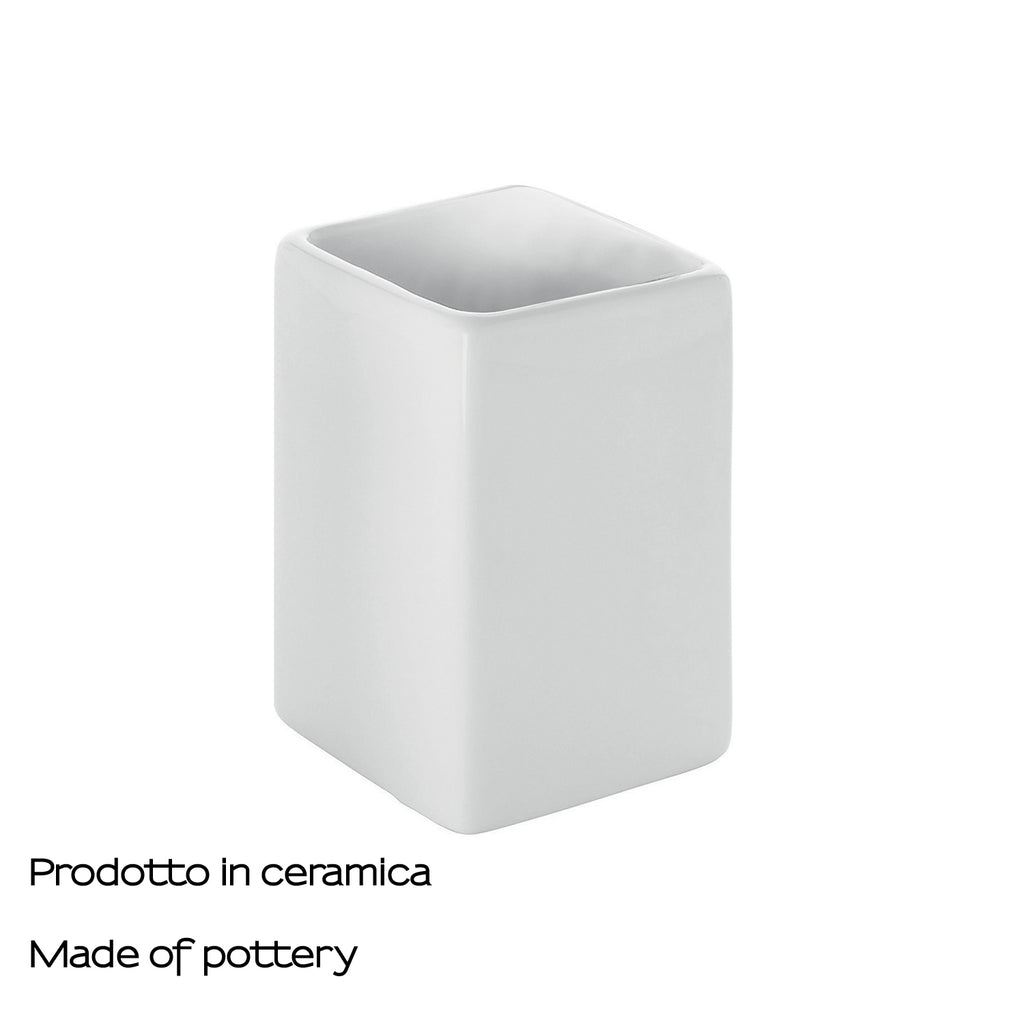Portaspazzolini in ceramica Gedy serie Verbena - Bianco