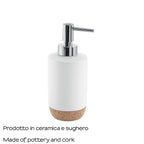 Dosasapone in ceramica e sughero con erogatore cromato Gedy serie Ilary - Bianco