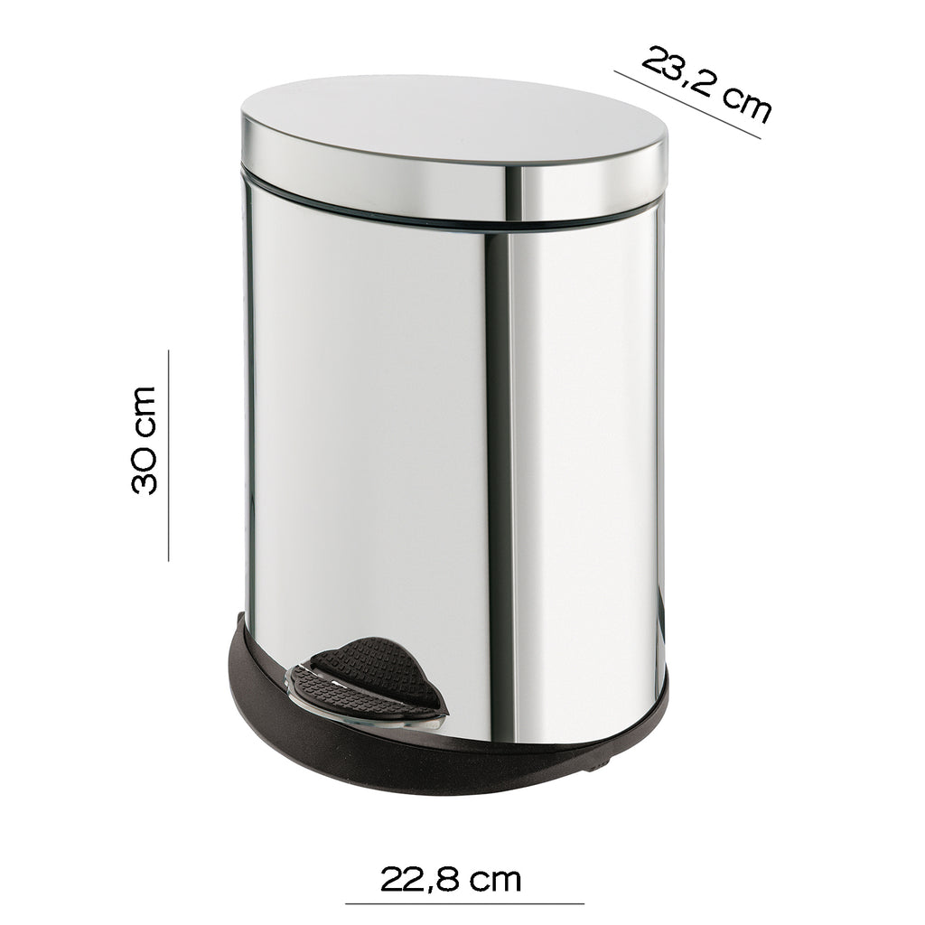Cestino bagno ovale da 5 lt modello Argenta di Gedy - Cromato