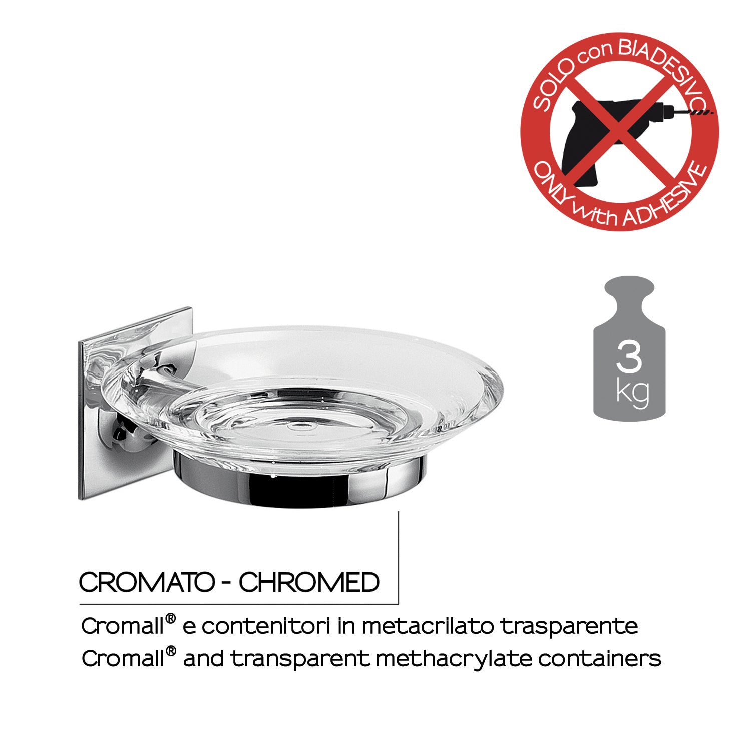 Portasapone in ottone e Cromall Wizard di Gedy - Cromato