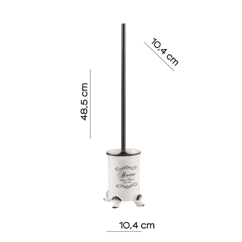 Scopino in ceramica con ciuffo in setole Gedy serie Amelie - Bianco