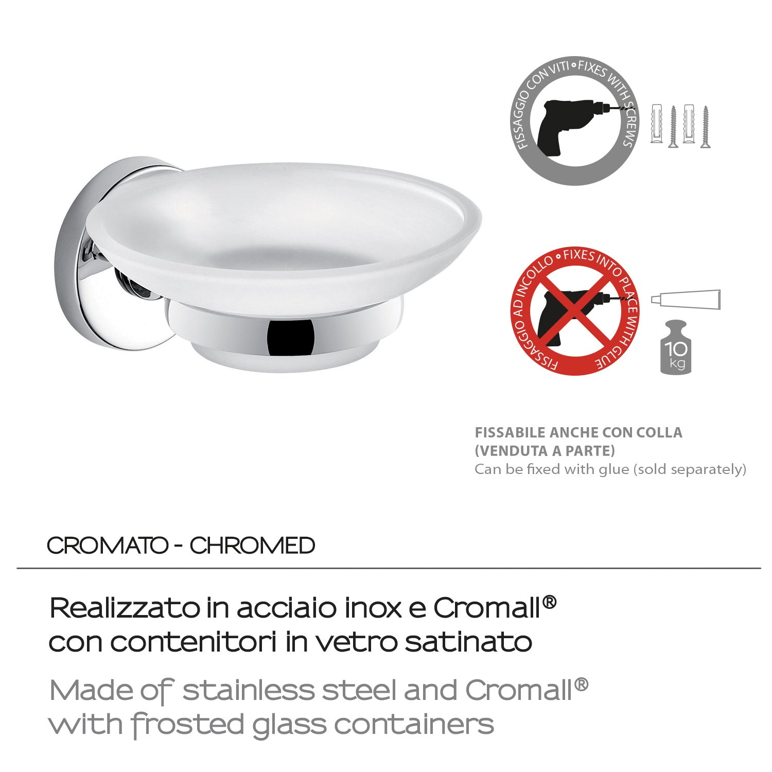 Portasapone in Acciaio Inox e Cromall Gedy serie Felce - Cromato