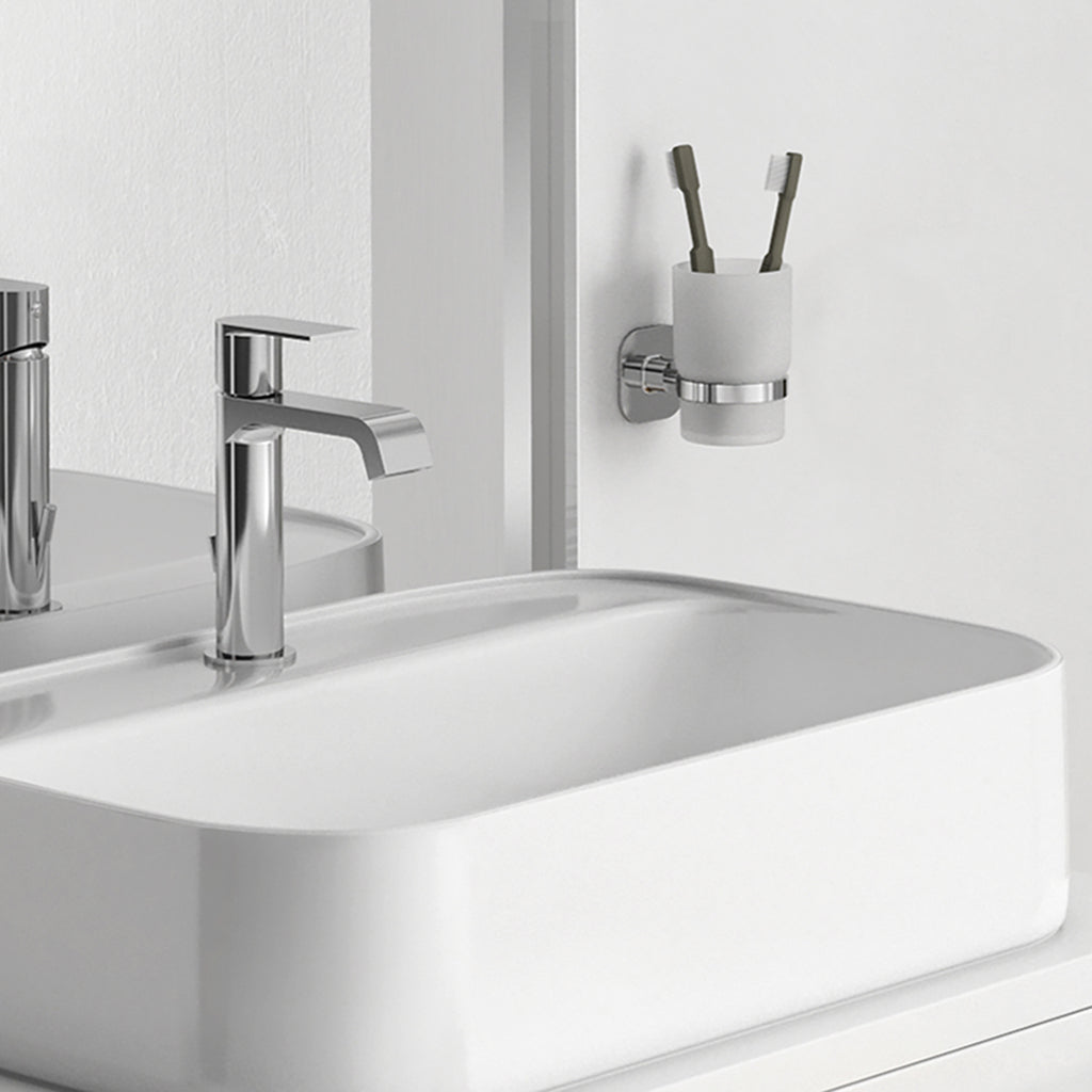 Portaspazzolini in acciaio inox e cromall Teide di Gedy - Cromato