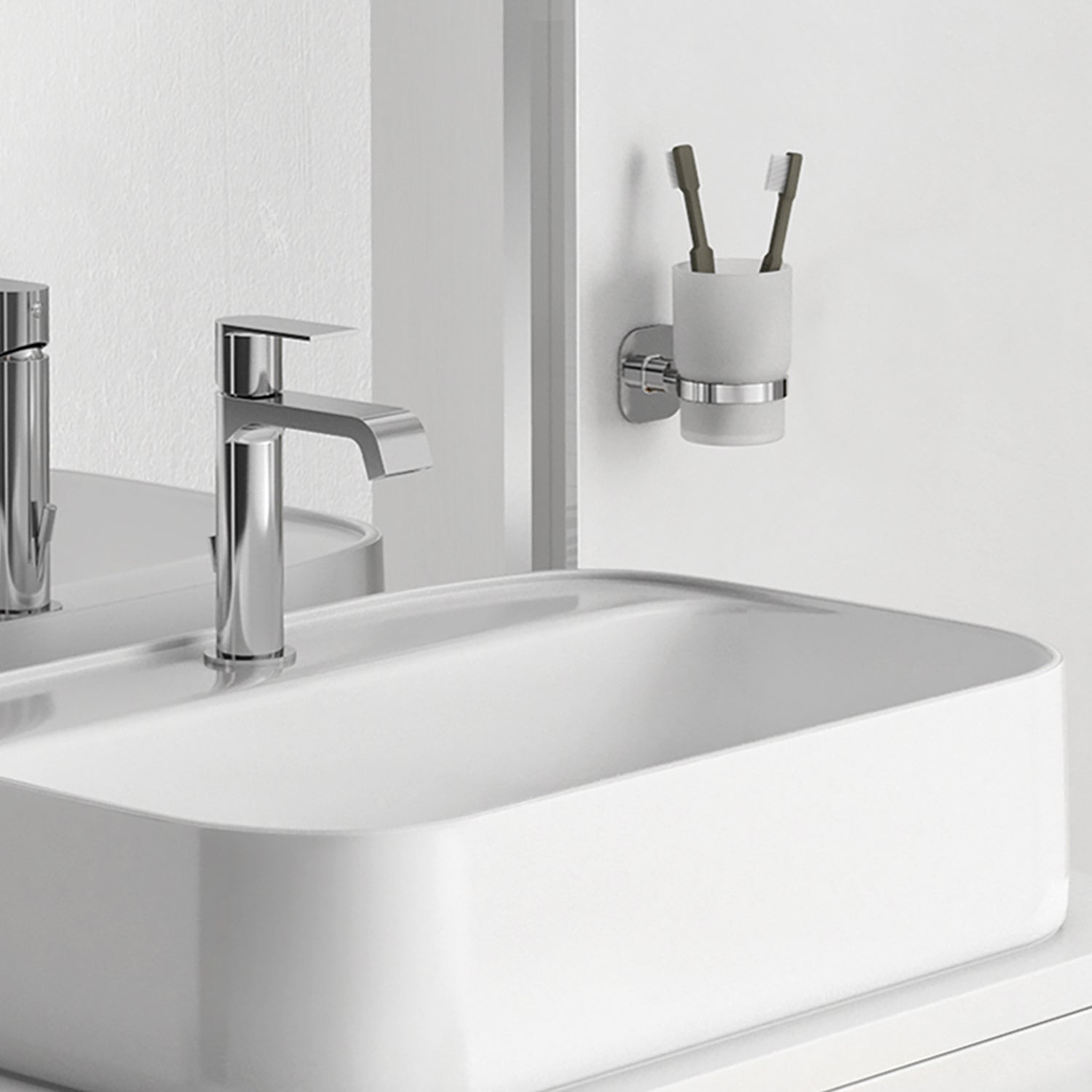 Portaspazzolini in acciaio inox e cromall Teide di Gedy - Cromato