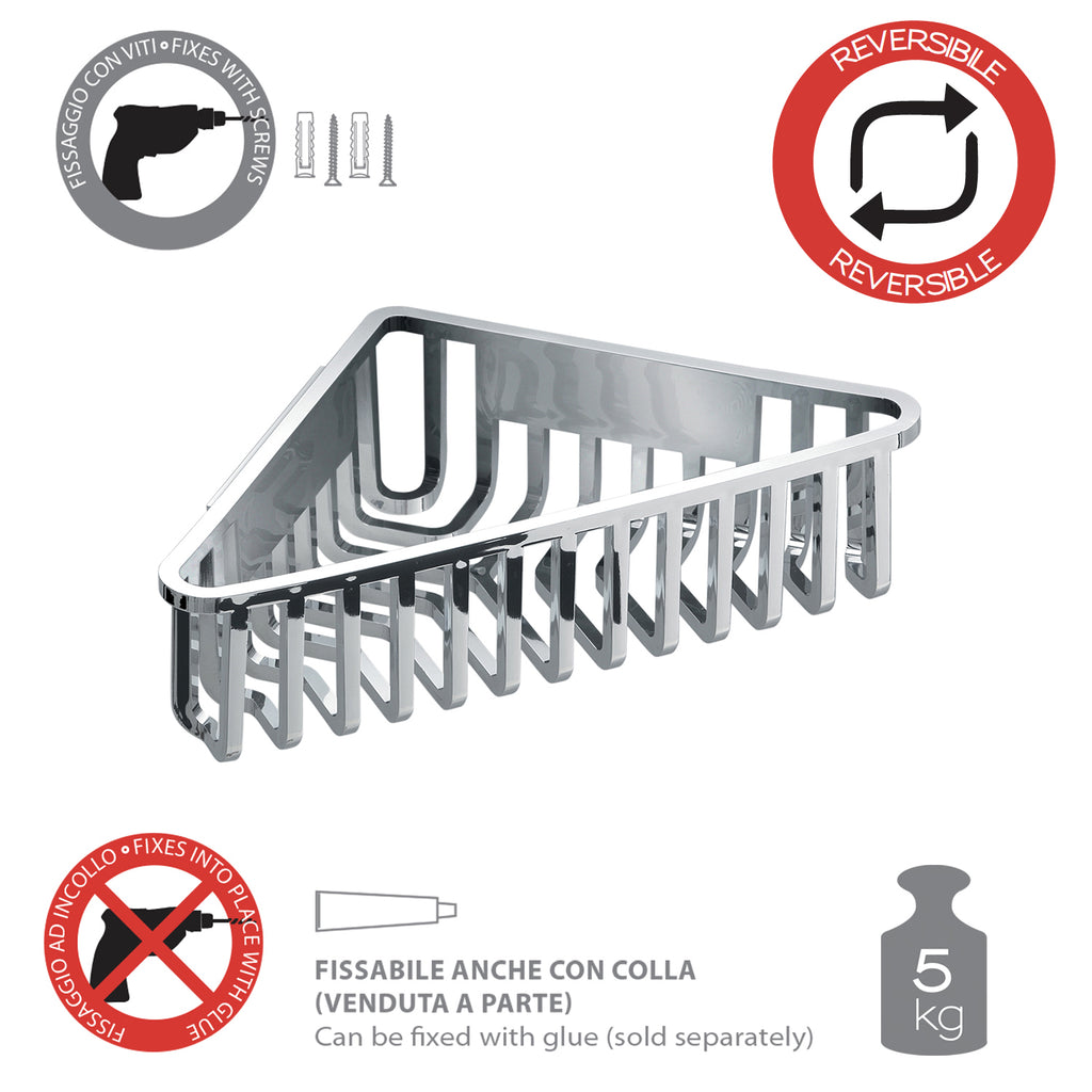 Portaoggetti doccia angolare modello Tiberio di Gedy - Cromato