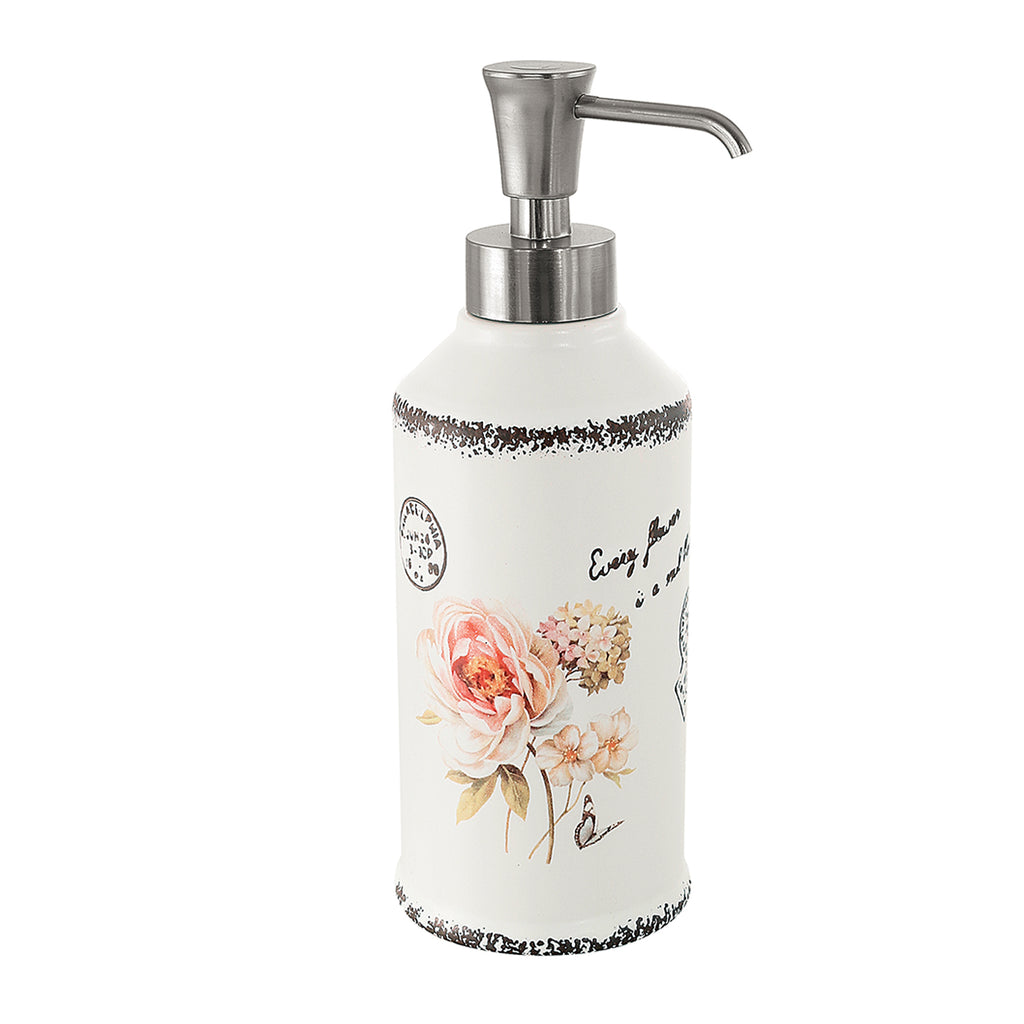 Dispenser sapone in ceramica con erogatore in plastica nichel lucido Gedy serie Clothilde - Bianco