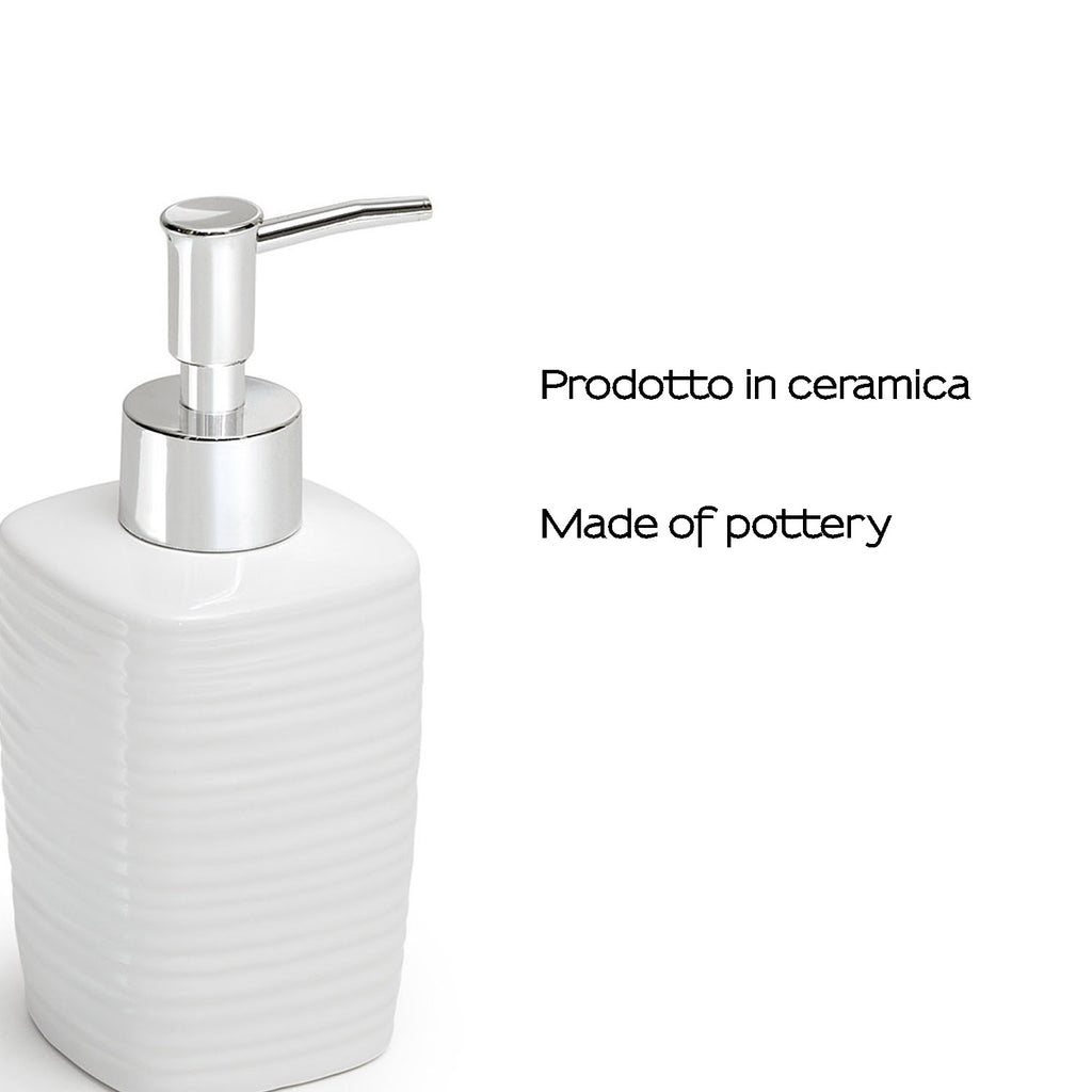 Dispenser sapone in ceramica con erogatore cromato Gedy serie Kelly - Bianco