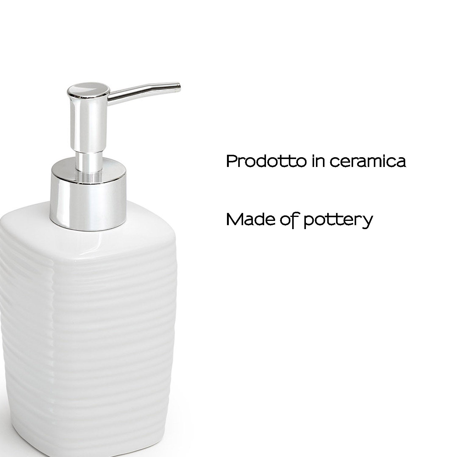 Dispenser sapone in ceramica con erogatore cromato Gedy serie Kelly - Bianco