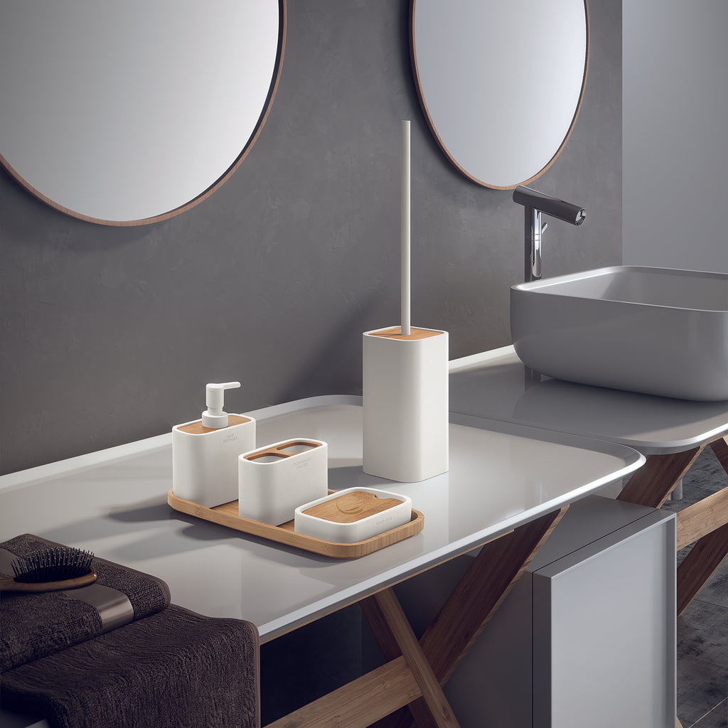 Scopino da appoggio con ciuffo in setole Gedy modello Ninfea - Bianco Matt