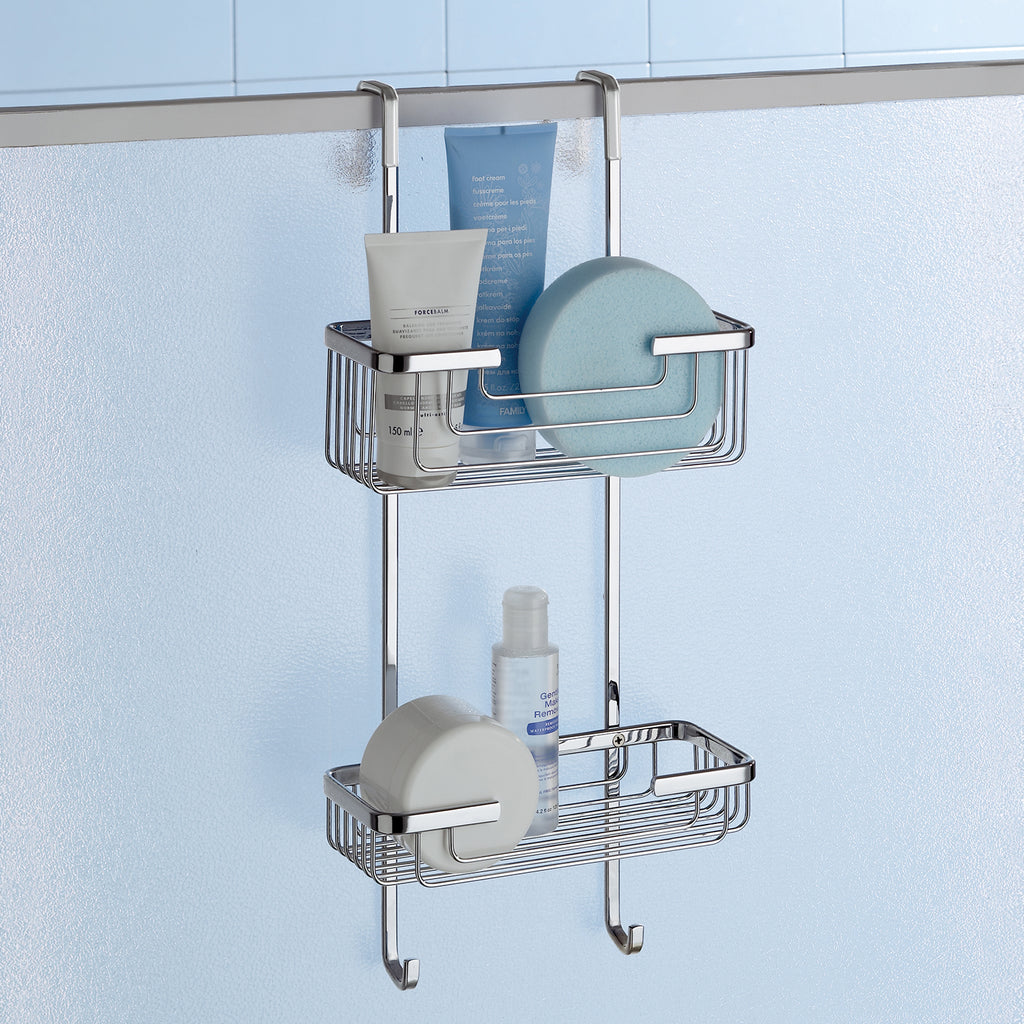 Portaoggetti doccia appendibile a 2 ripiani in Ottone modello Apollo di Gedy - Cromato