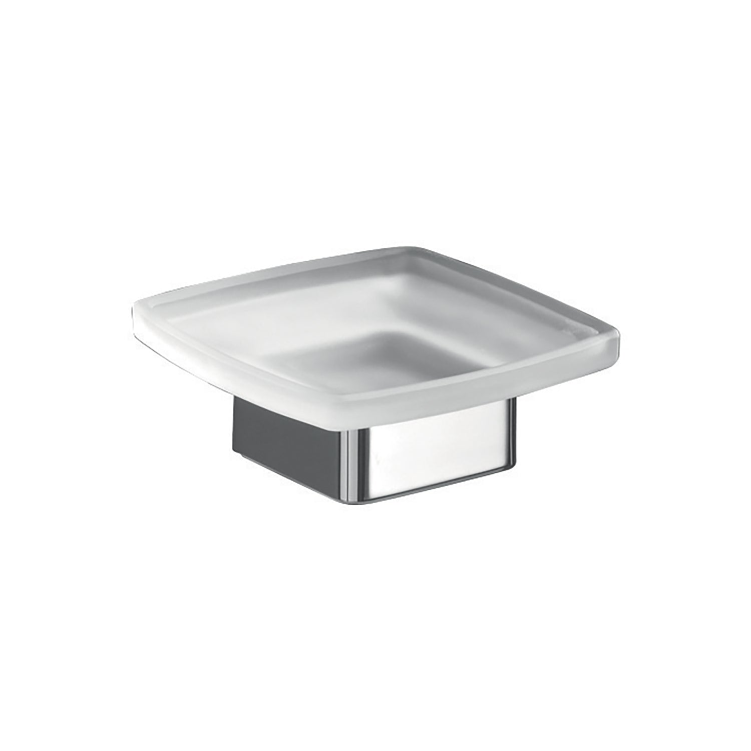 Portasapone da appoggio Gedy serie Lounge con contenitore in Vetro Satinato - Cromato