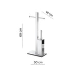 Piantana con portarotolo doppio e scopino Gedy serie Bridge - Cromato