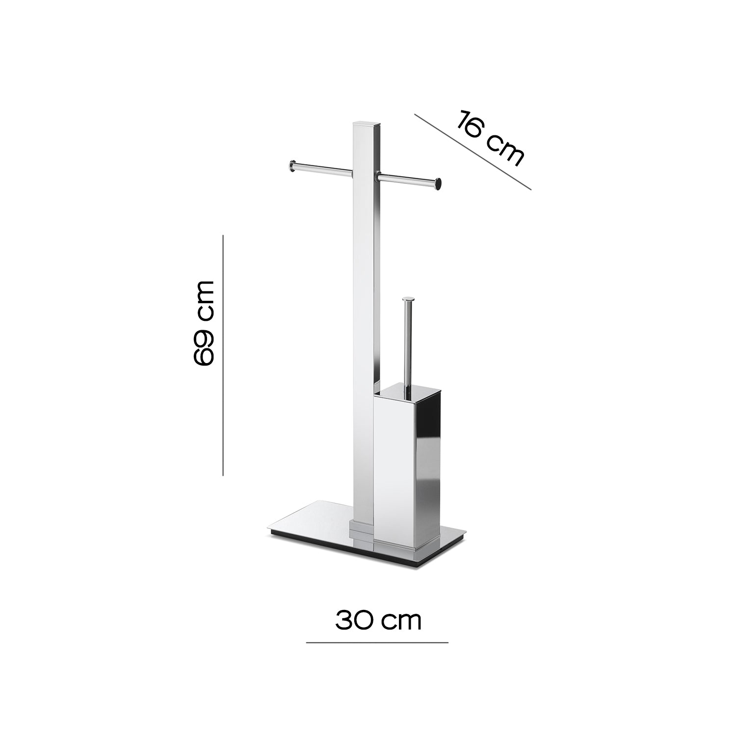 Piantana con portarotolo doppio e scopino Gedy serie Bridge - Cromato