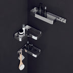 Portaoggetti rettangolare per doccia con appendini in Acciaio AISI 304 Gedy serie Il Giglio - Cromato