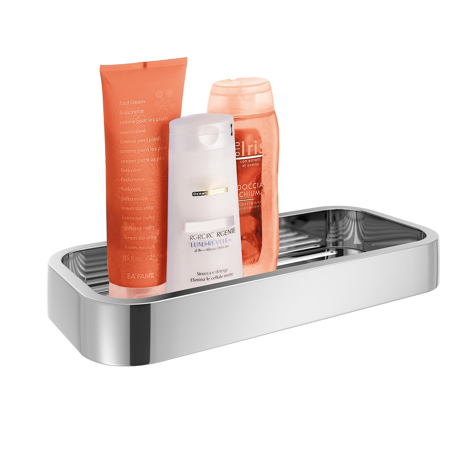 Portaoggetti doccia Rettangolare Outline in Acciaio Inox AISI 304 di Gedy - Cromato