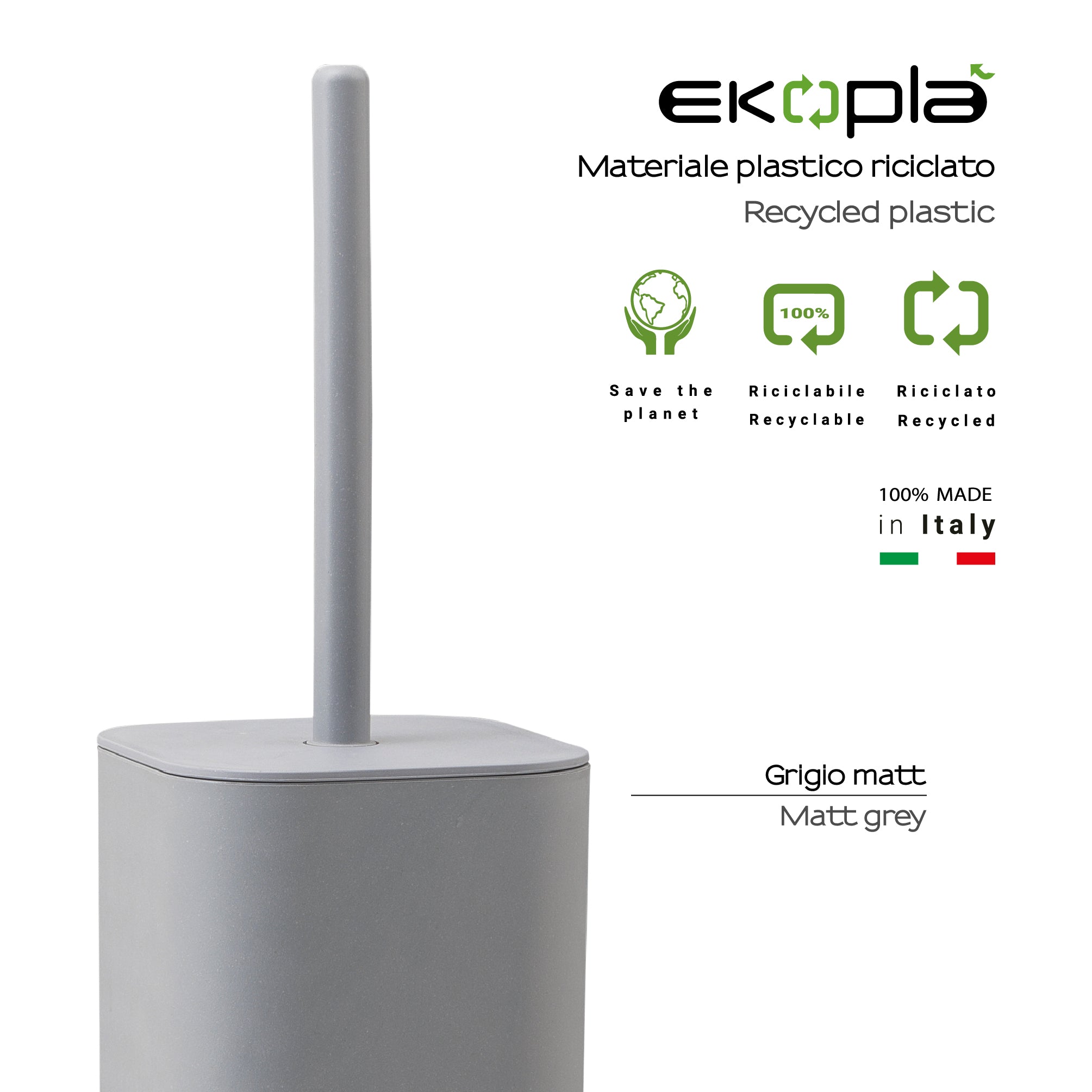 Scopino da appoggio Seventy EkoplÃ  Gedy in materiale plastico riciclato - Grigio Matt