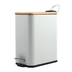 Pattumiera a pedale modello Erik in acciaio e bambÃ¹ capacitÃ  5 litri colore bianco opaco
