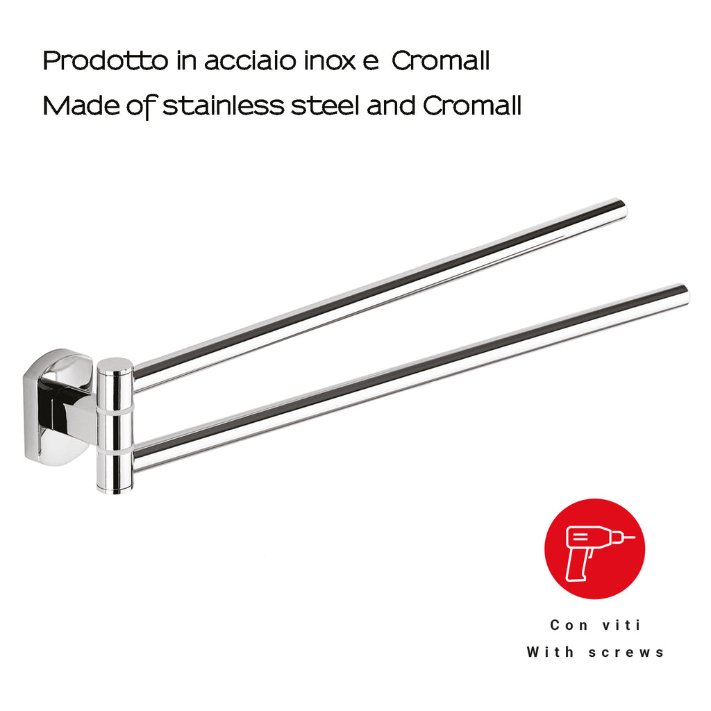 Porta asciugamani a snodo di Gedy serie Edera Plus - Cromato