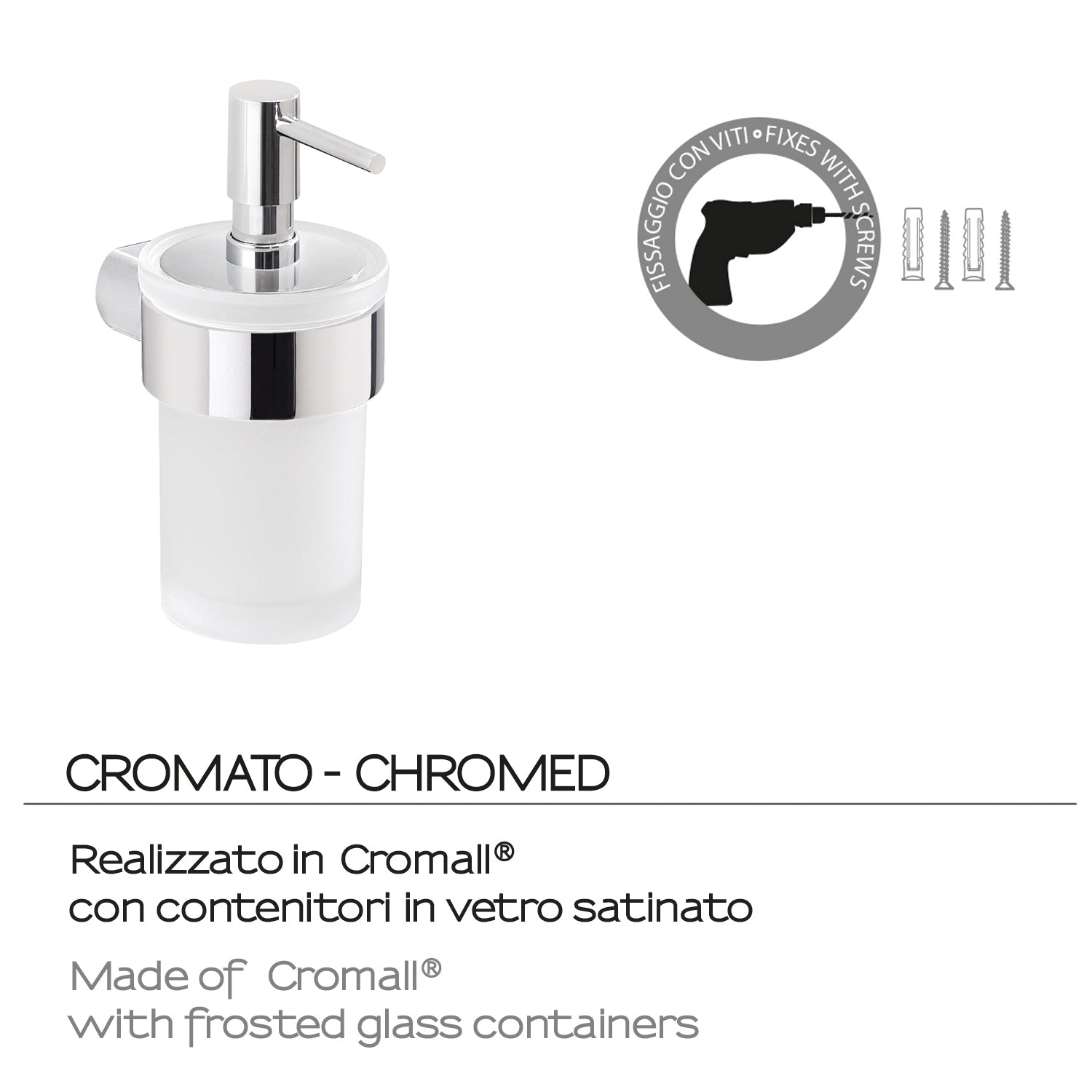 Dosasapone a muro con erogatore di Gedy serie Pirenei - Cromato