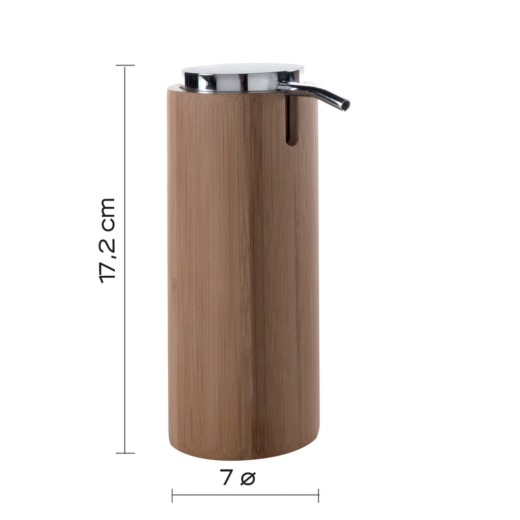 Dispenser sapone in bambÃ¹ con erogatore in plastica cromata Gedy serie Altea - Naturale