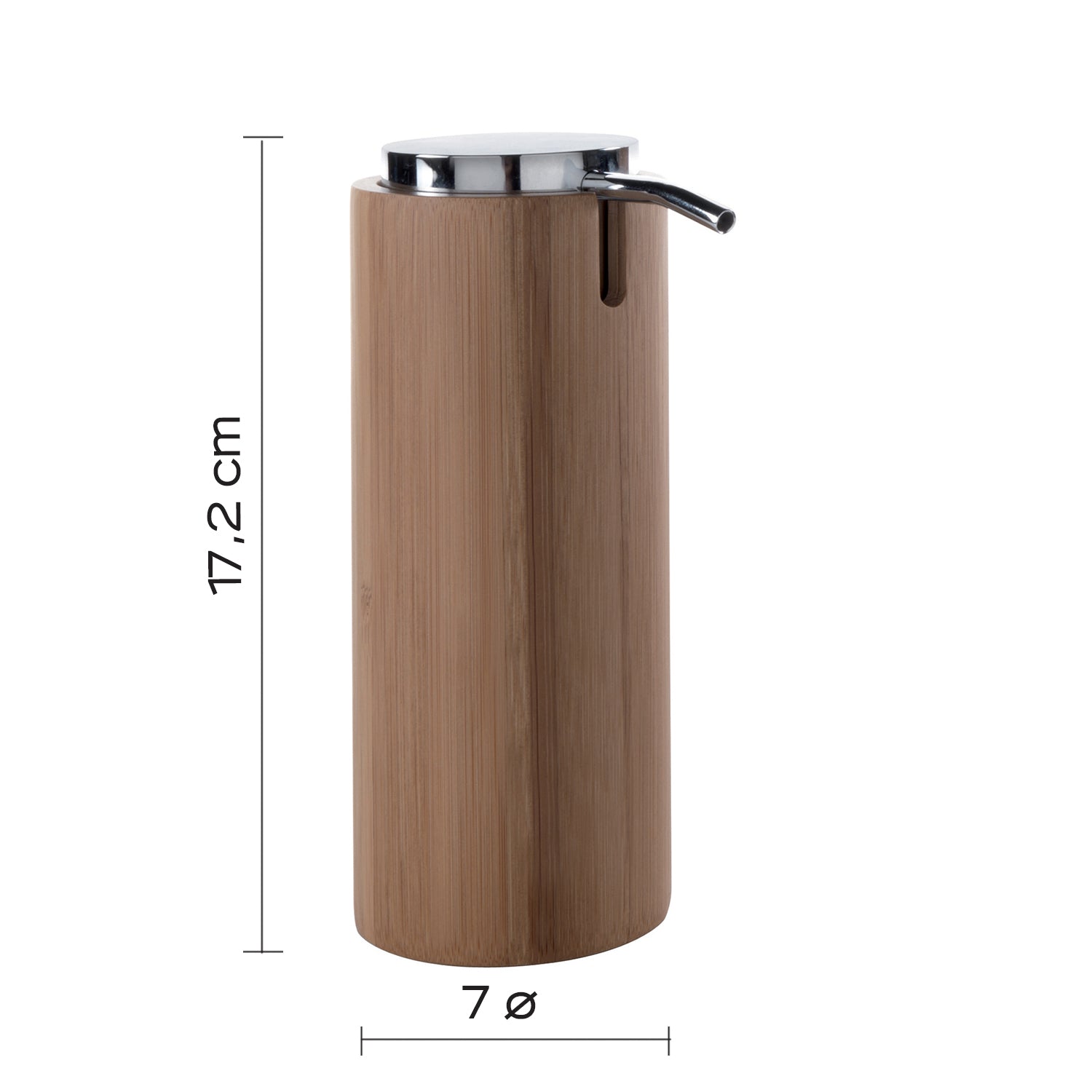 Dispenser sapone in bambÃ¹ con erogatore in plastica cromata Gedy serie Altea - Naturale