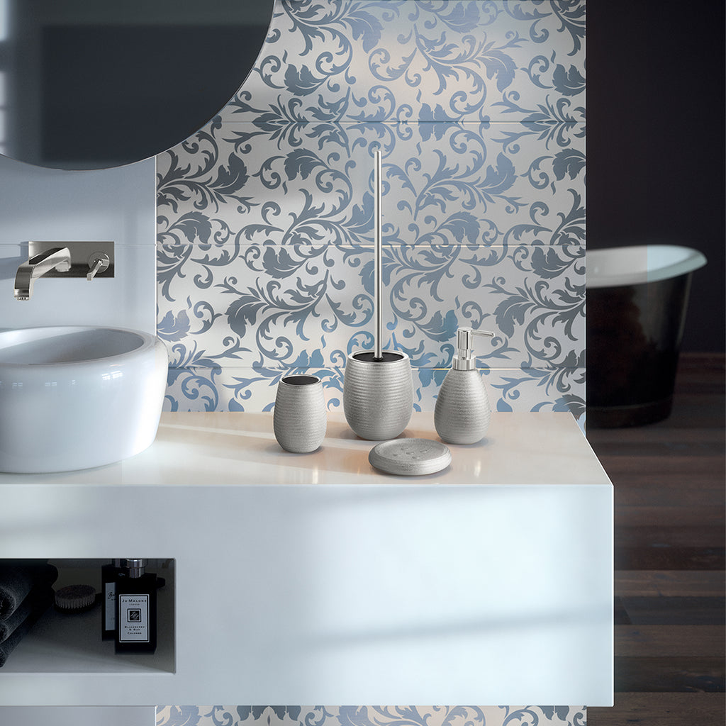 Portaspazzolini da appoggio in ceramica Gedy modello Astrid - Argento