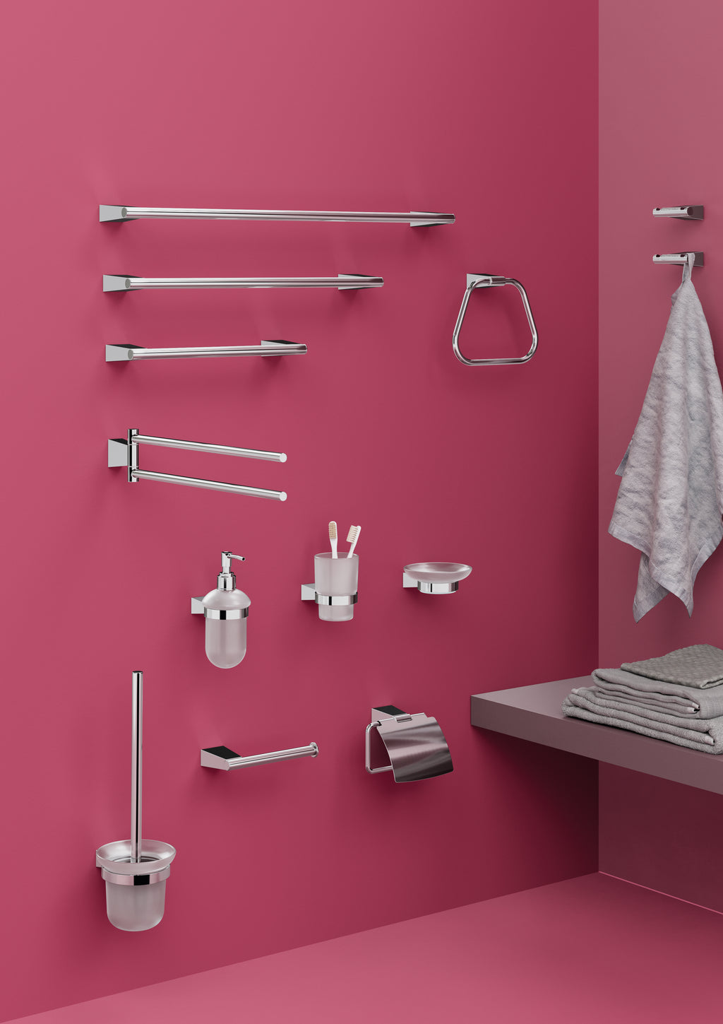 Appendiabiti doppio a parete in Acciaio Inox Gedy serie Tonale - Cromato