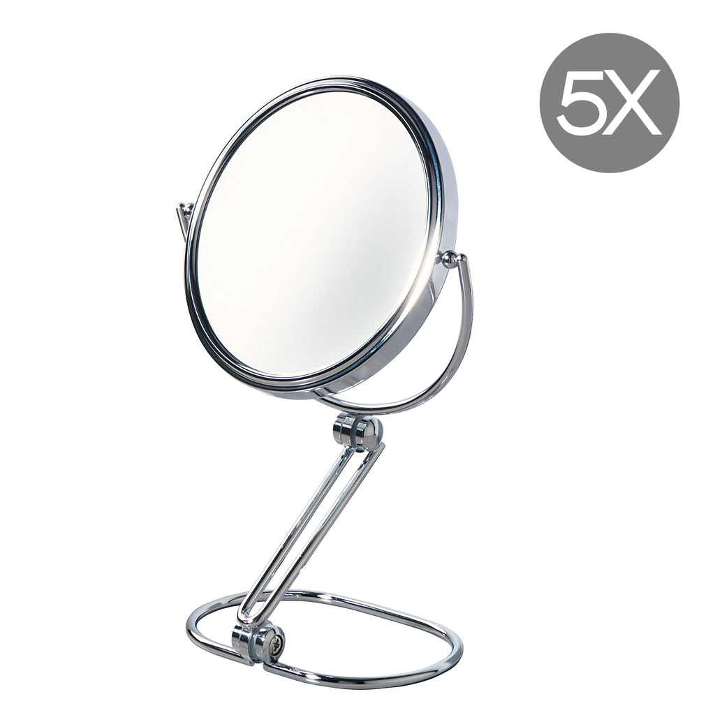 Specchio ingranditore 5X da appoggio - Cromato
