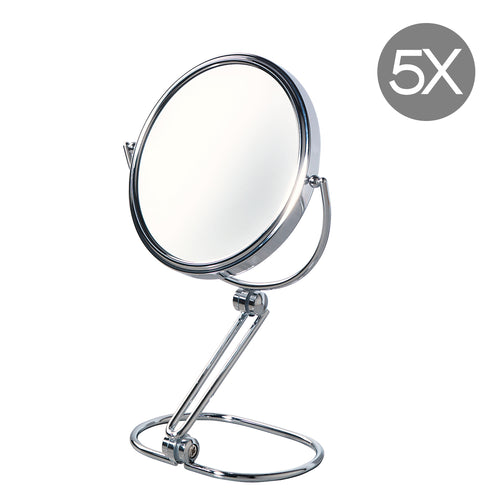 Specchio ingranditore 5X da appoggio - Cromato