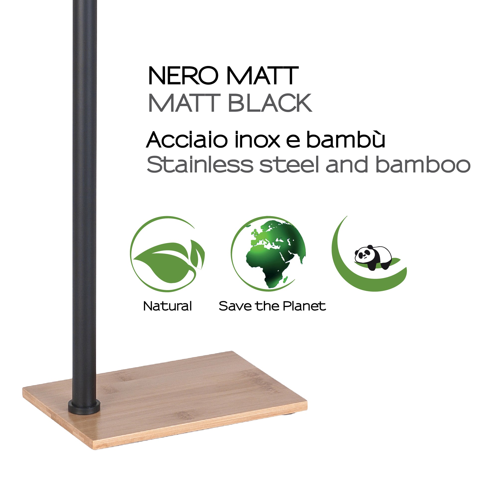 Piantana porta asciugamani modello Trilly bambu'/nero matt.